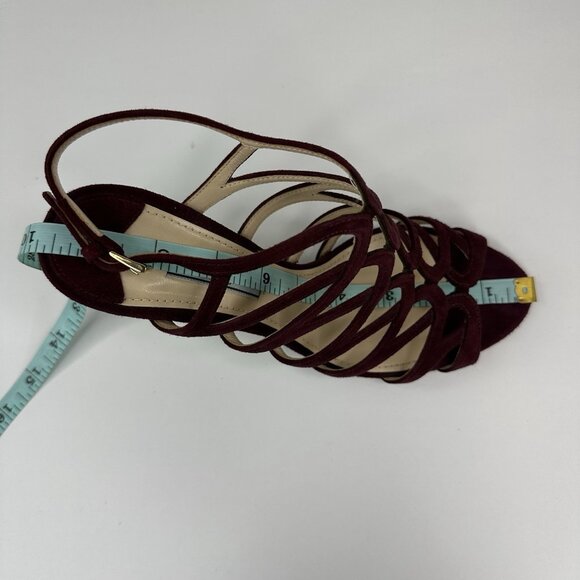 Prada Women's Burgundy Open Toe Strappy Wedge Metallic Sandal EU‎ 37.5 / US 7 - Picture 16 of 17